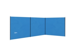 Paravientos de camping con 4 postes de acero, 540x150cm, bolsa de transporte, azul