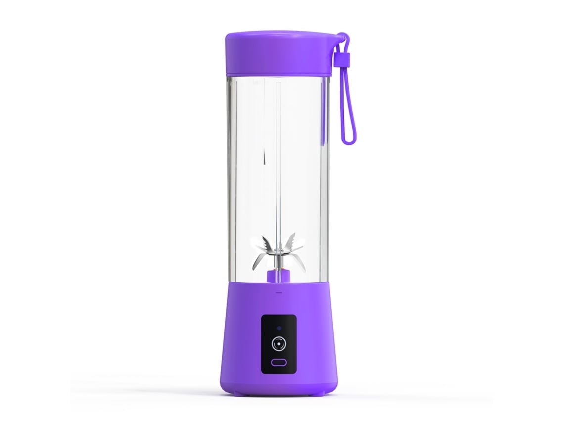 Licuadora portátil de seis cuchillas de 13 oz para jugos, yogures, batidos y licuados con puerto de carga USB tipo C Gusshious Purple