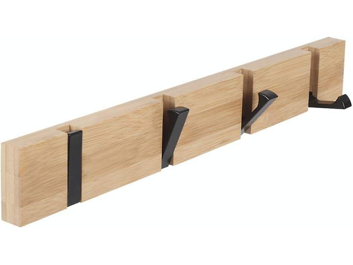 Omni-rack De Pared Con 4 Ganchos Retractables, Para Abrigos, Bufandas, Bolsos Y Más, Natural