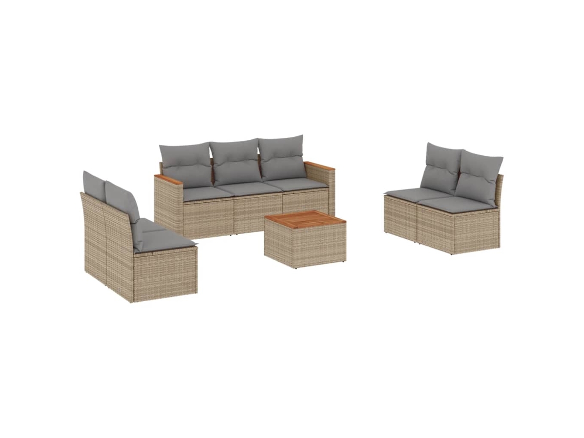 Maison Exclusive - Juego De Sofás De Jardín Con Cojines Beige 8 Pzas Ratán Pe