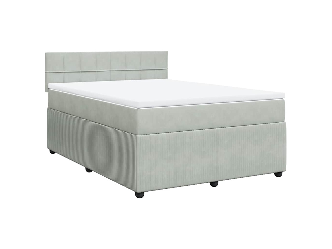 Maison Exclusive - Cama Box Spring Con Colchón Terciopelo Gris Claro 160x200 Cm