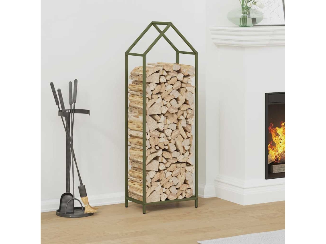 Leñero de acero laminado en frío color verde oliva LOVELY HOME
