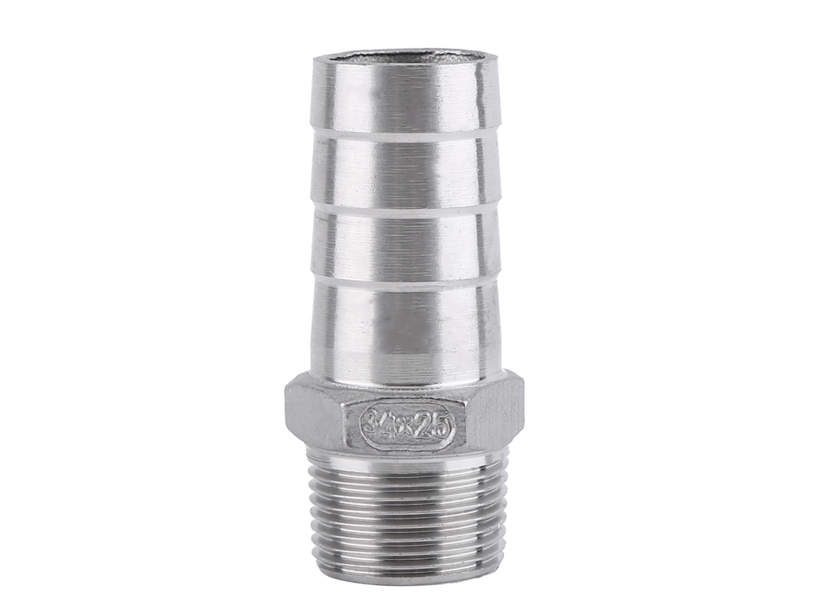 Adaptador De Manguera Barbón De Acero Inoxidable Con Rosca Macho Conexión Cola De Manguera (3/4"x25mm)