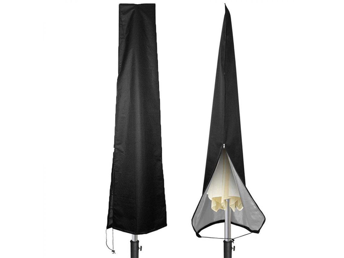 Funda resistente para sombrilla de patio, resistente a la intemperie para exteriores durante todo el año, con cordones ajustables, fácil de instalar.
