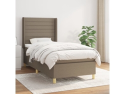 Cama Box Spring Con Colchón Tela Gris Taupe 90x200 Cm