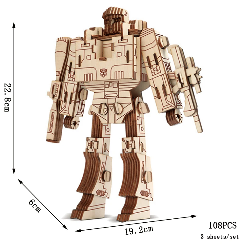 (estilo 5) Rompecabezas De Robot De Madera 3d, Kit De Modelo De Ensamblaje 3d Hecho A Mano Para Armar.