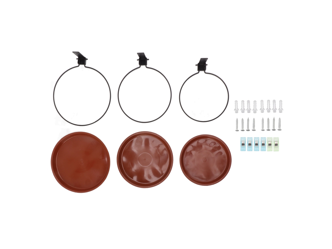 Comedero Para Pájaros Montado En Un Árbol Con Cuenco, Anillos De Metal, 3 Macetas Y 3 Soportes.