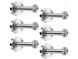 Ganchos de pared de acero inoxidable cromados, soportes para abrigos, 6 piezas