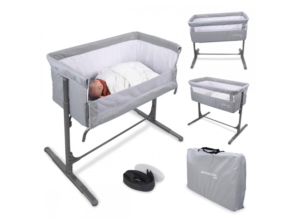 Cuna colecho y colchón MOBICLINIC 15 KG Altura ajustable Apertura lateral Ruedas Bolsa transporte montaje facil MOON
