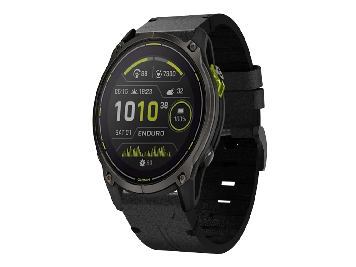 Bracelete Para Garmin Enduro 3 - Couro - Fivela De Aço (26mm) Preto