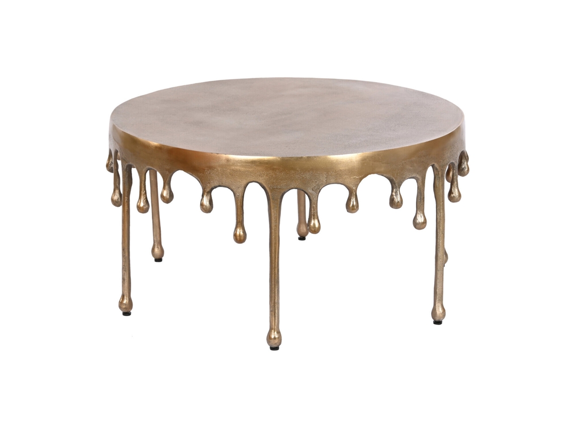 Mesa Centro Aluminio Antique Gold Dorado 75x75x40cm