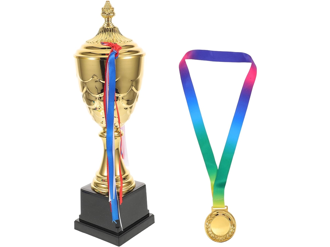 Trofeo Deportivo De Oro De 42 Cm Con Medalla, Copa De Premio Para Eventos Y Torneos Deportivos.