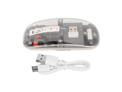 Ratón Inalámbrico Bluetooth 2.4g, Transparente, 2400 Dpi, Recargable De 400 Mah, Rgb Gris