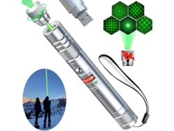 Linterna Con Puntero Láser Con Patrón De Estrella Láser Verde Carga Directa Por Usb (plateado) Cuich