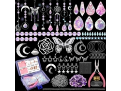 Kit de atrapasoles DIY con 350 piezas, que incluye rosas, mariposas, luna, estrellas y arcoíris, además de cristales y prismas artificiales.