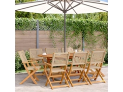 Sillas de jardín plegables DKD Home Decor, 8 piezas, madera maciza, beige