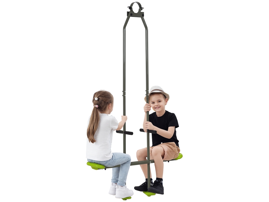 Columpio Infantil De Cara A Cara, De Acero Y Plástico, Para Niños De 3 A 6 Años, 97,5 X 23 X 170 Cm, Verde.