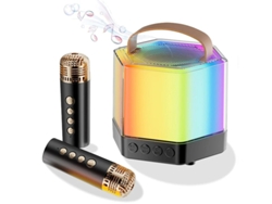 Mini máquina de karaoke para niños y adultos, altavoz Bluetooth portátil con 2 micrófonos inalámbricos, juego de altavoces de karaoke Yizhood