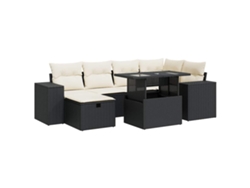 Conjunto de 8 sofás de jardín con cojines de mimbre, color negro, EXCLUSIVA MAISON (8 piezas)