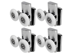 4 Ruedas De Puerta De Ducha 23mm Rodillos De Aluminio Zinc Resistente Dual Compatible Con Puertas Deslizantes Planas Y Curvas