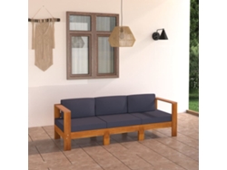 Sofá Jardim 3 Lugares C/ Almofadões Cinza Escuro Madeira Acácia Dkd Home Decor