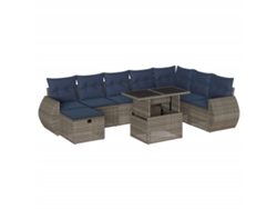 Maison Exclusive - Conjunto De Sofá De Jardín De 9 Piezas Con Cojines, Poliratán Gris