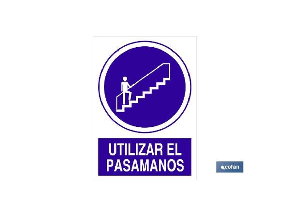Señal poliestireno 210x148mm utilizar el pasamanos