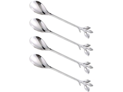 Cucharas De Café De Acero Inoxidable Con Mango En Forma De Hoja.