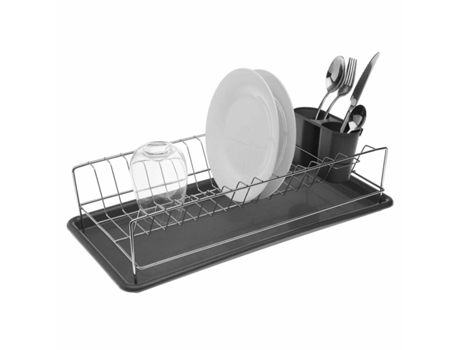 Escurridor Para Fregadero Versa Platos Gris Largo Acero Hierro Polipropileno (24,7 X 11,6 X 50,5 Cm)