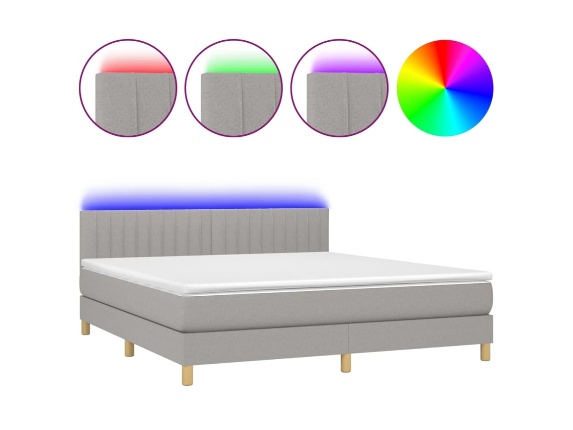 Maison Exclusive - Cama Box Spring Con Colchón Tela Y Led Gris Claro 160x200 Cm