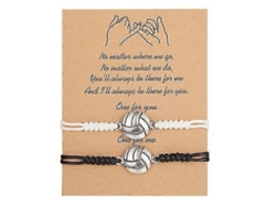 Fasst-2 Pulseras Tejidas Ajustables Con Tarjeta De Mensaje Deportes Pelota Para Parejas Amigos Regalo