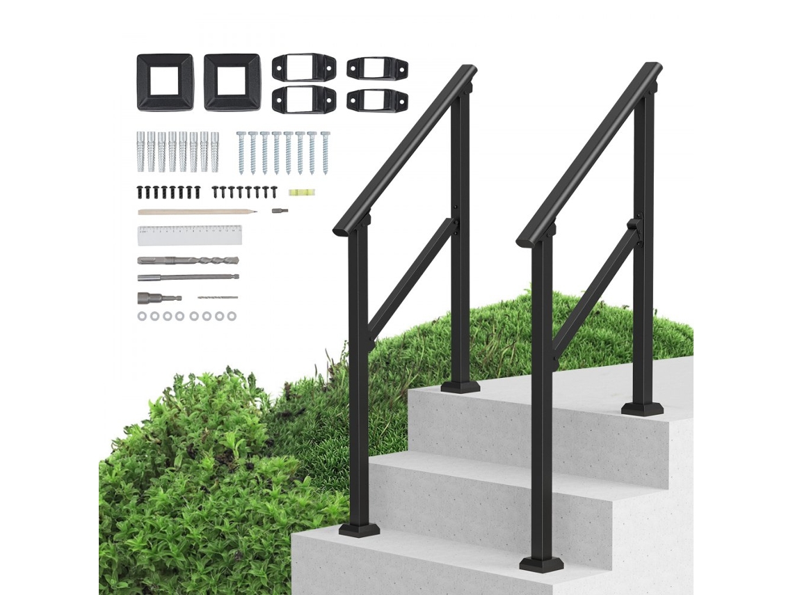Juego de pasamanos regulables de acero negro para escaleras Tekmaquinas