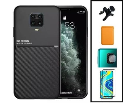 Kit Funda Magnetic Lux, Magnetic Wallet Naranja, 5D Full Cover, Protector de Cámara Trasera y Soporte Magnético de Coche Reforzado Xiaomi Redmi Not...