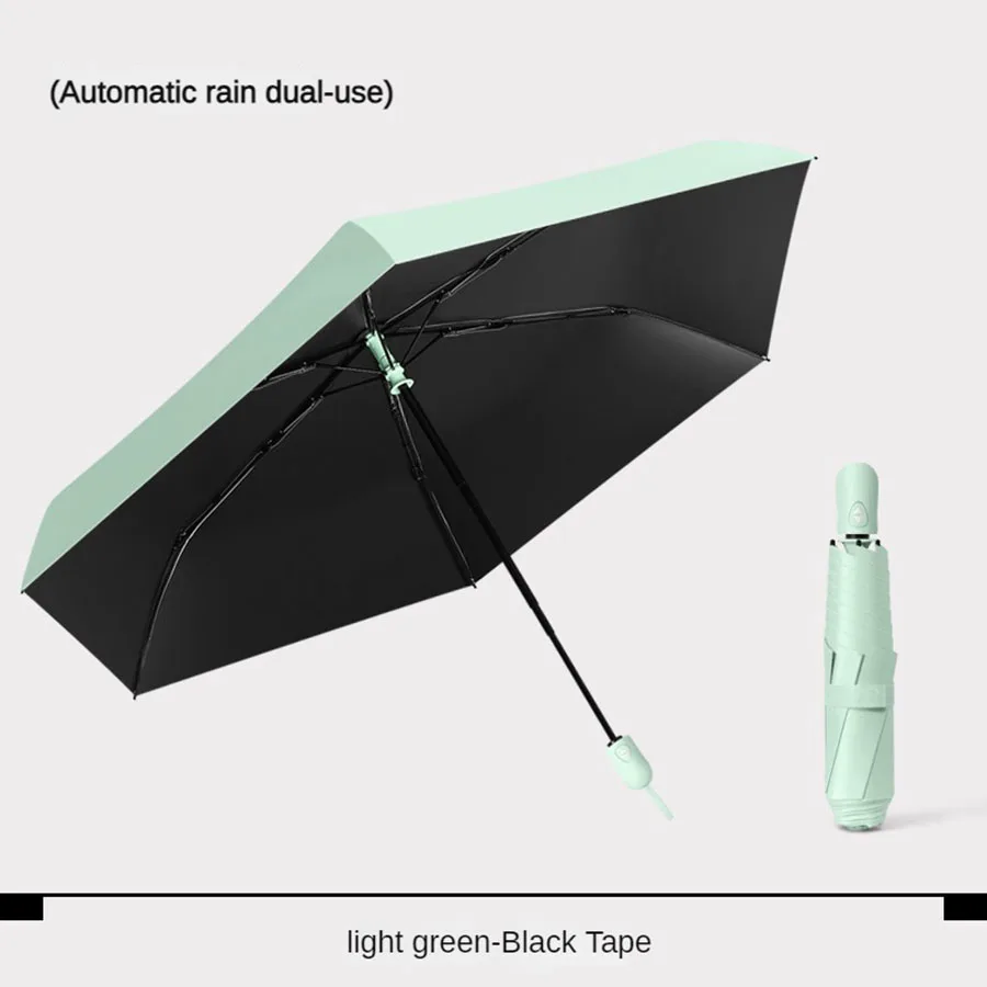 (verde Claro, 6k) Paraguas Automático Ultraligero Y Portátil Para Mujer, Apto Para Todo Tipo De Clima Y Protección Solar.