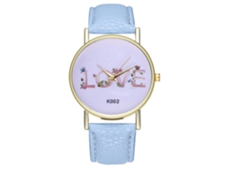 Reloj De Cuero Pu Unisex Con Letras Love Reloj De Pulsera Cuarta (azul Claro)
