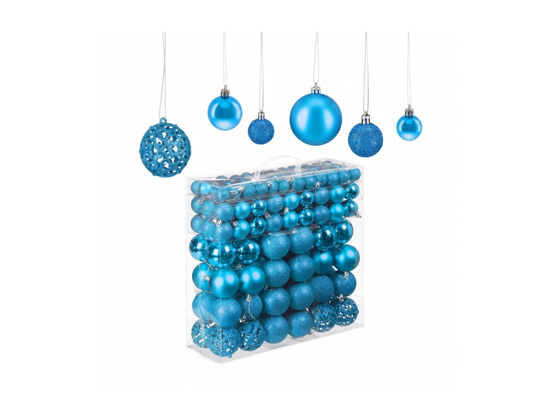 Bolas De Natal Relaxdays, Conjunto De 150, Bolas Brilhantes, Mate E Cintilantes, Plástico, ∅ 3, 4 E 6 Cm, Petróleo