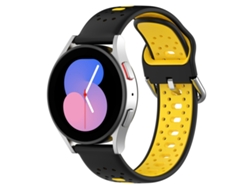 Bracelete Para Samsung Galaxy Watch 5 (40mm) - Silicone Respirável Duas Cores (20mm) - Preto + Amarelo
