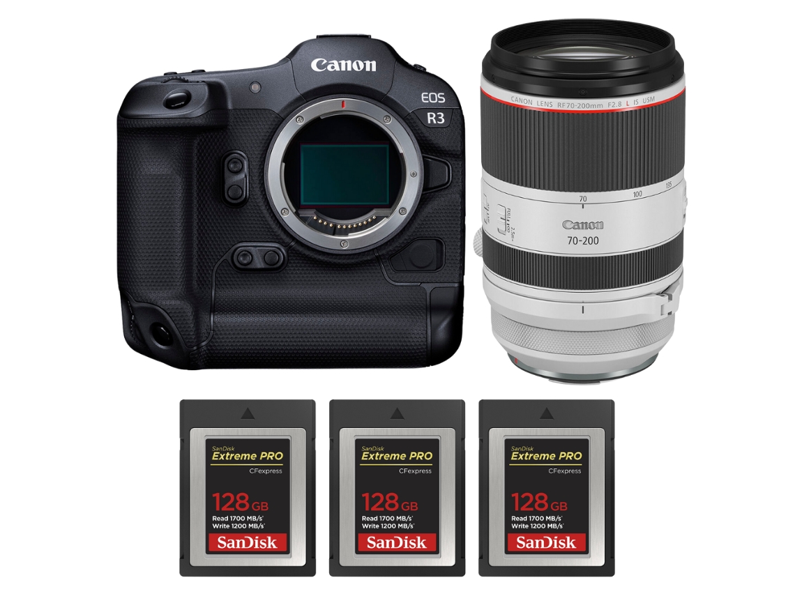 Canon Eos R3 + Rf 70-200mm F/2.8 L Is Usm + 3 Sandisk 128gb Extreme Pro Cfexpress Type B + Ebook “20 Consejos Para Fotos Que Impactan”