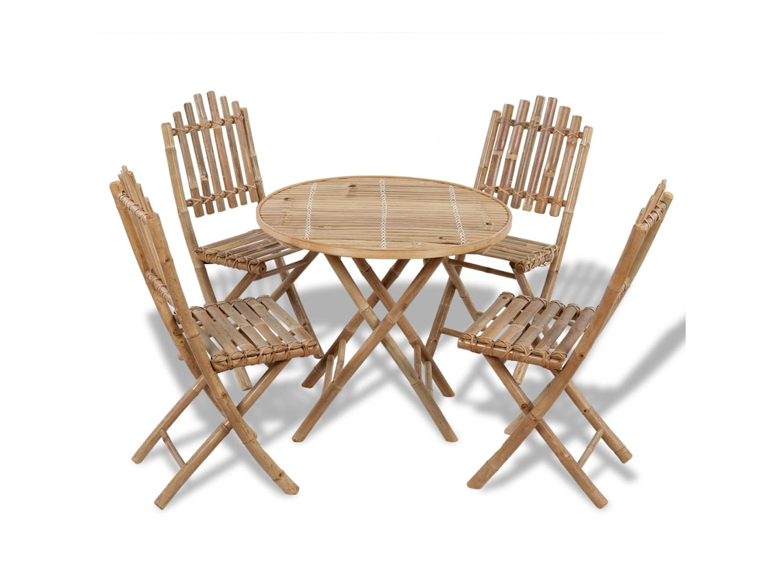 Pcs Conjunto De Jantar Dobrável P/ Exterior Bamboo Dkd Home Decor
