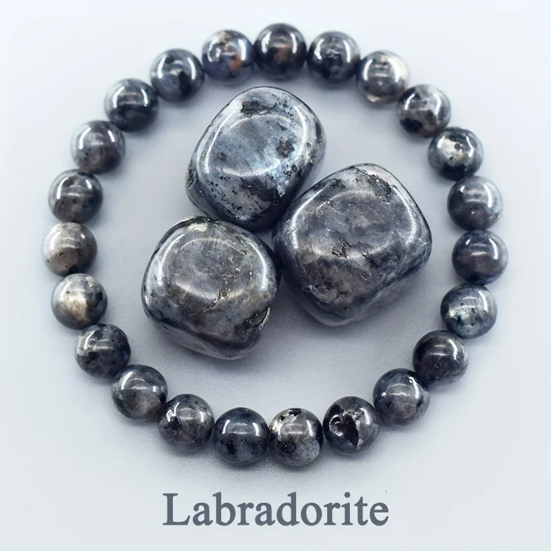 Pulsera De Cuentas De Piedra Natural (labradorita, 17 Cm) Para Yoga, Reiki, Sanación, Amuleto Y Talismán De La Suerte.