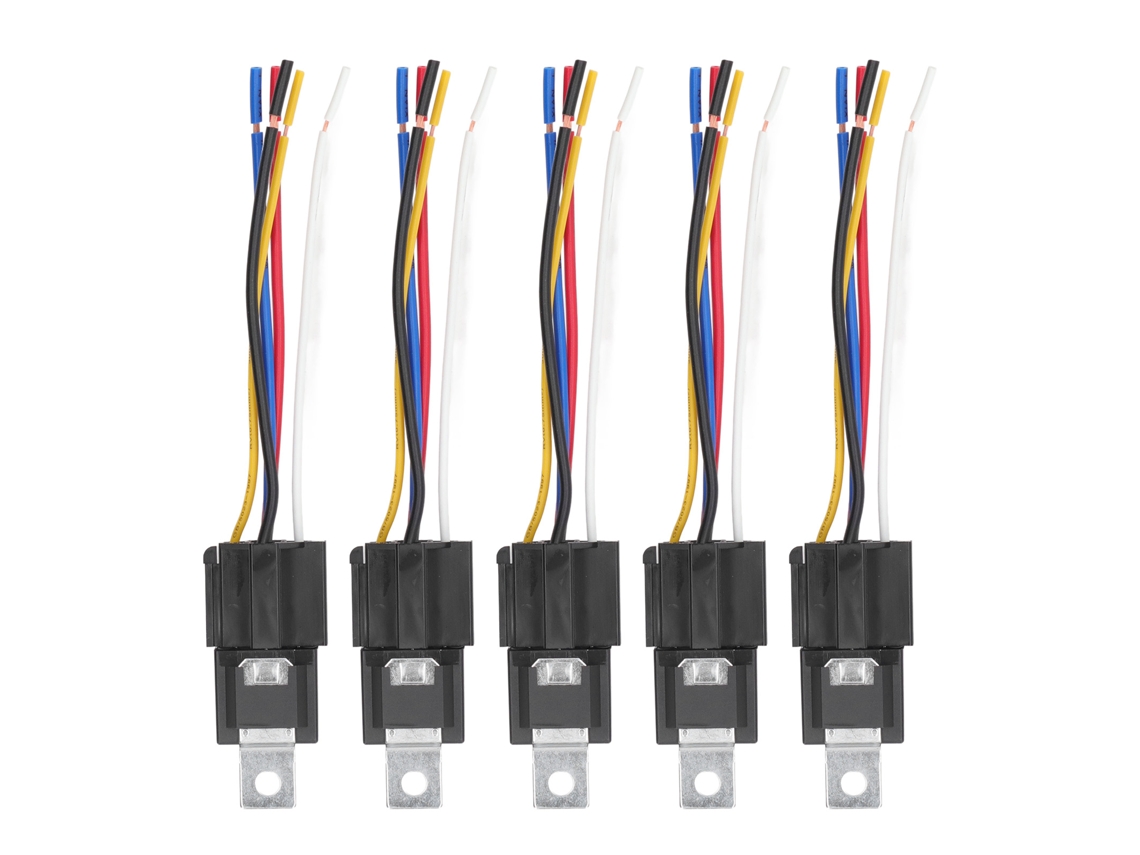 Juego de relés automotrices de 12 V, 40 A, 5 pines con zócalo de enclavamiento (5 unidades)