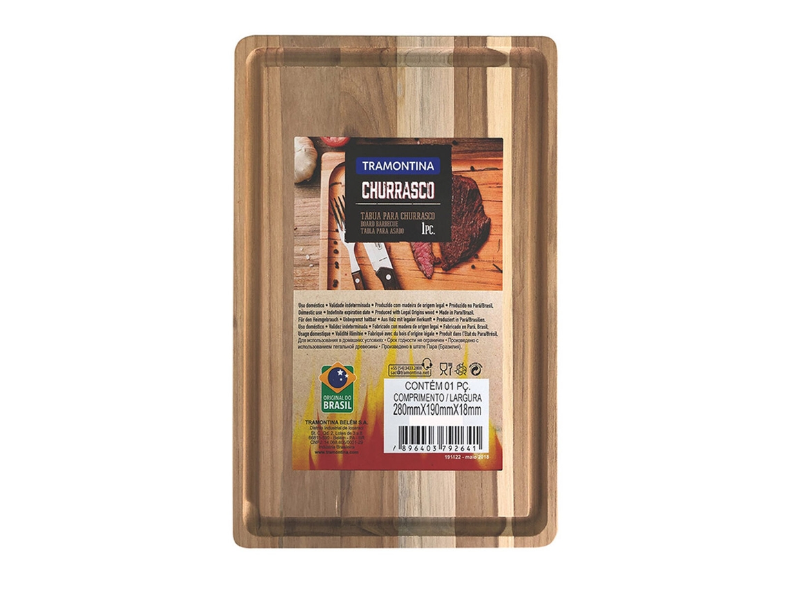 Tabla de cortar Tramontina 33 x 22 x 1,8 cm Natural Rectangular Madera