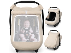 Funda para asiento de coche Chrui Baby con malla grande y ventana para protegerse del sol, ideal para verano y días calurosos (beige)