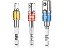 Adaptador De Herramientas Eléctricas, 3 Piezas 1/4 3/8 1/2 Hexagonal, Acero Cromo Vanadio Para Taladro Y Llave De Tuercas