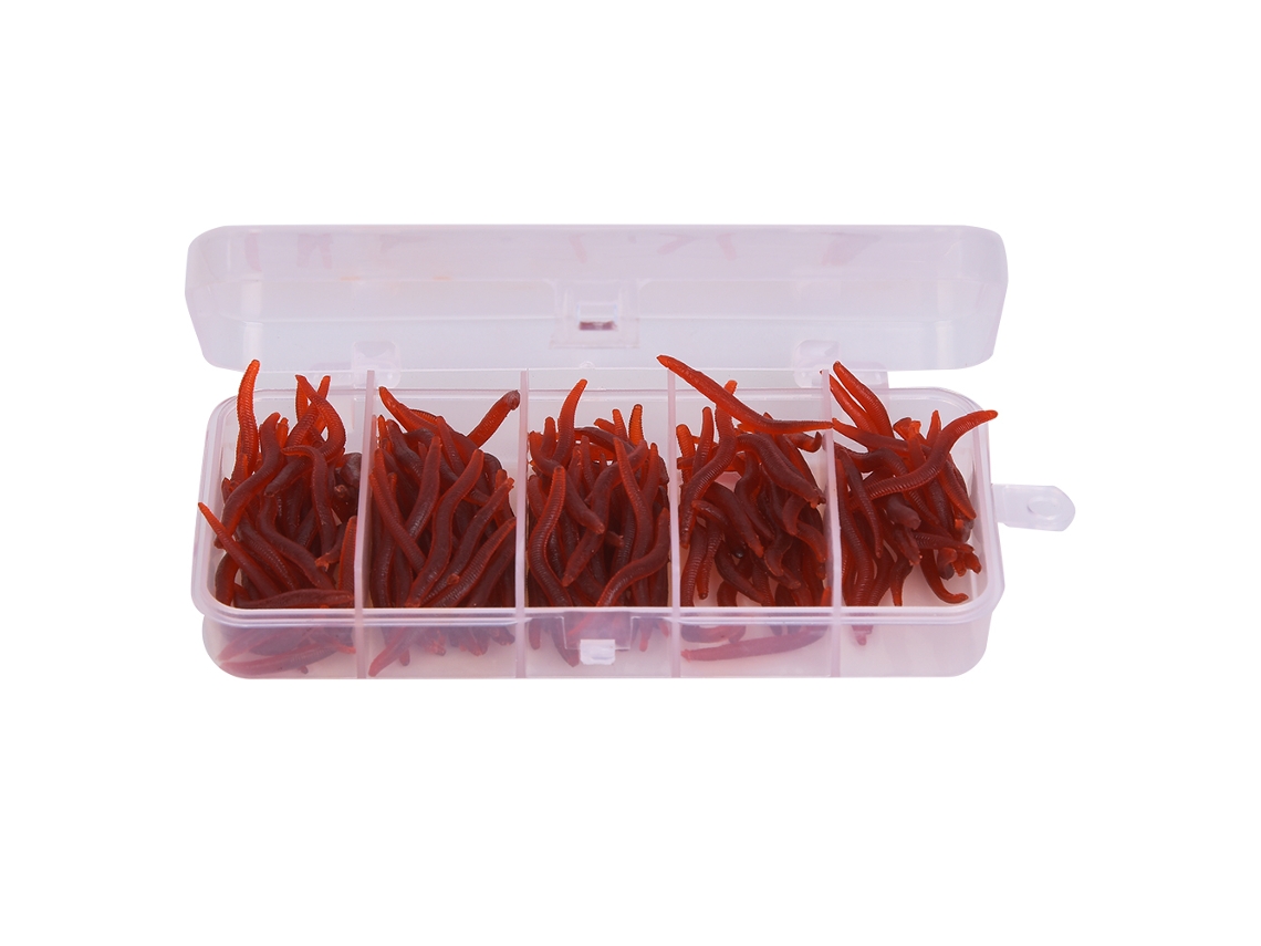 Señuelos de pesca de silicona roja de 4 cm, 150 unidades