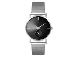 Reloj De Pulsera Casual De Moda Para Hombre Con Correa Negra Y Plateada Suave Y Duradera.