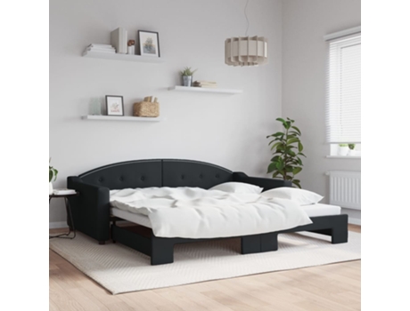 VIDAXL Sofá cama nido tela negro 100x200 cm