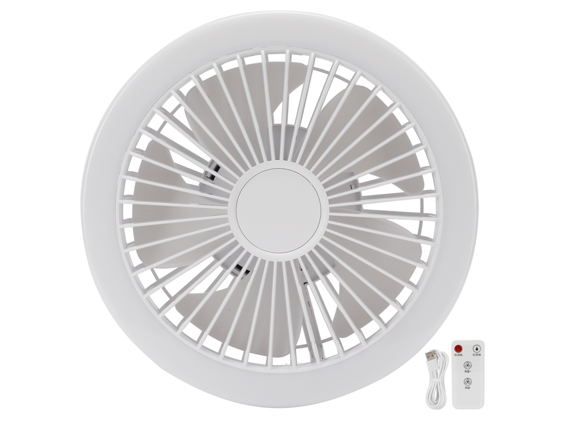 Ventilador eléctrico inteligente con mando a distancia, 3 velocidades, blanco.