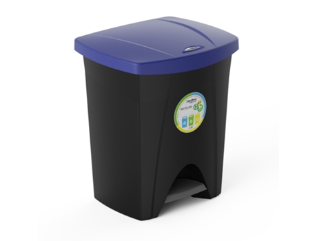 PLASTIKEN Nature - Cubo de Basura de Reciclaje con Pedal 25L para Cocina. Azul