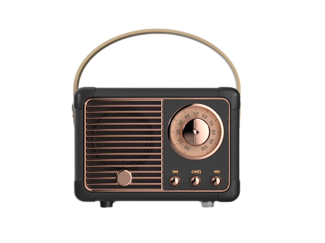 Altavoz Bluetooth retro, decoración vintage, altavoz Bluetooth inalámbrico portátil Mdug (negro)